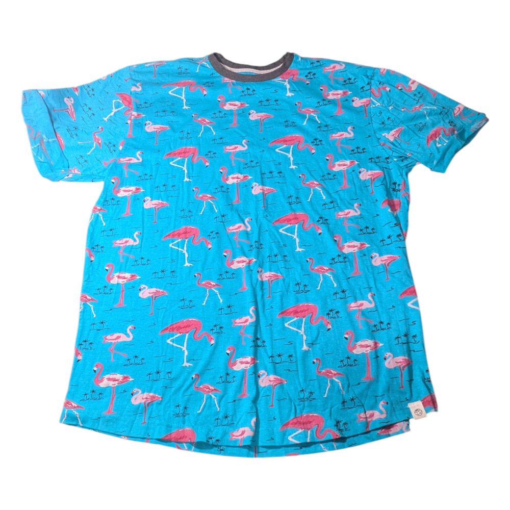 Free Planet Turquois / Teal Shirt With Pink Flamingo's Size 2XL Summer Outfit